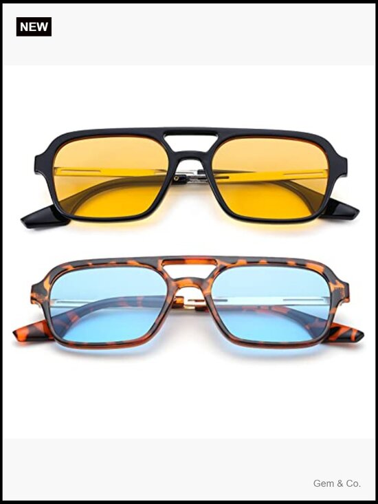 Vintage Aviator Square Frame UV400 Sunglasses Unisex main image 4
